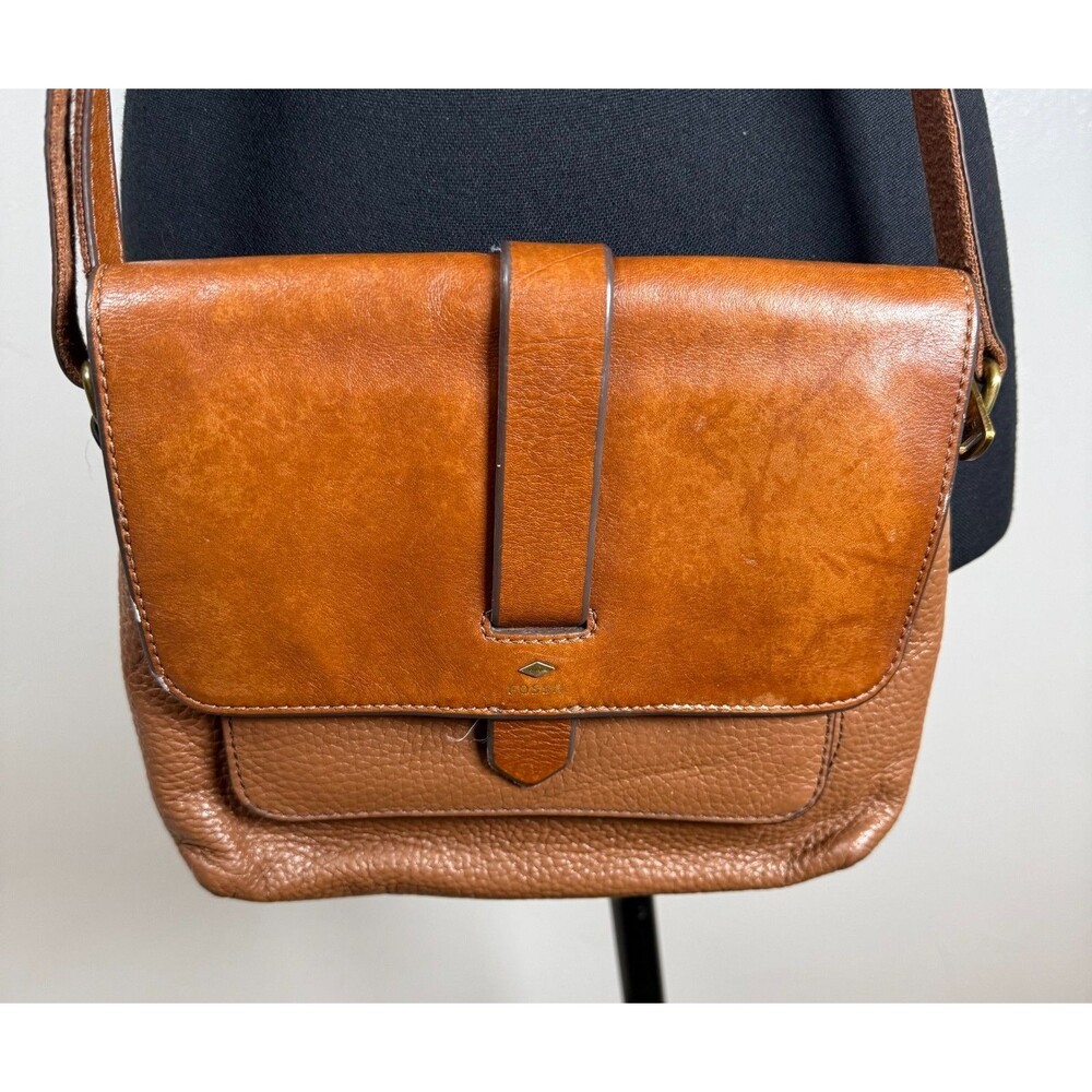 Fossil Kinley Leather Small Crossbody Purse Handbag Brown